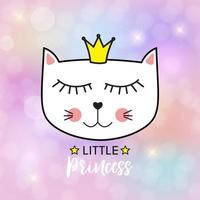 Little Cute Cat Princess Vector Illustration