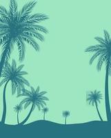 Beautifil Palm Tree Leaf Silhouette Background Vector Illustration