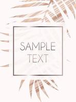 Abstract Rose Gold Beautifil Palm Tree Leaf  Silhouette Background Vector Illustration