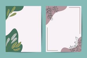 banner sobre fondo de flores. invitación de boda, diseño de tarjeta moderno. Guarde las plantillas de tarjetas de fecha con elementos verdes, florales decorativos y hierbas. botánico vintage. eps 10 vector