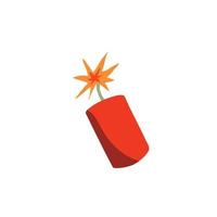 Dynamite firecracker on white background in flat design, vector illustration