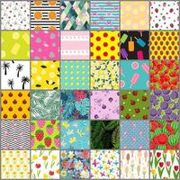 Big 36 Summer Seamless Pattern Background Collection Set. Vector Illustration