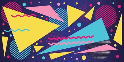 Triangles and circles shapes geometric retro background vector