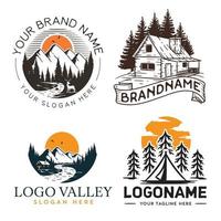 Cabin and mountain set logo design vector