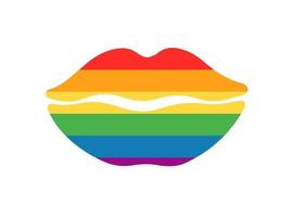 orgullo lgbt labios de colores del arco iris. Bandera de la comunidad gay, lesbiana, bisexual y transgénero aislada sobre fondo blanco. vector ilustración plana. diseño de pancarta, póster, tarjeta de felicitación, folleto