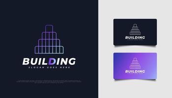 Colorful Building Logo Design with Linear Concept for Real Estate Industry. Construction, Architecture or Building Logo Design Template vector