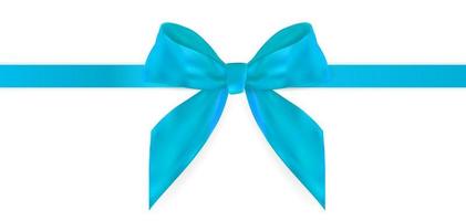 Decorative blue bow with blue ribbon isolated on white. 3D Realistic Vector Illustration