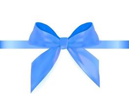 Decorative blue bow with blue ribbon isolated on white. 3D Realistic Vector Illustration