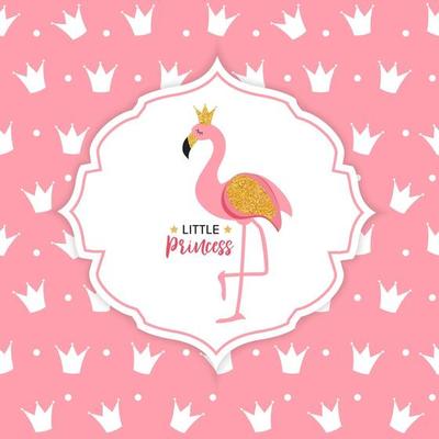 Princess Flamingo Crown  Background Vector Illustration