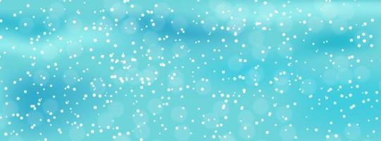 Colorful naturalistic winter background with falling snow on drifts. Vector Illustration