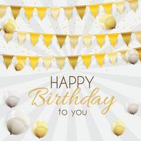 Color Glossy Happy Birthday Balloons Banner Background Vector Illustration