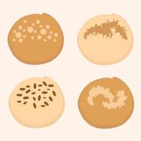 Set of four different cute delicious buns vector