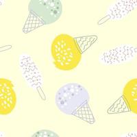 Seamless pattern tasty delicious lemon ice creams vector