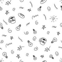 Doodle de patrones sin fisuras de bombillas y estrellas idea tema de verano vector