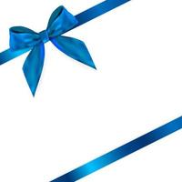 Design Product Blue Ribbon and Bow. 3D Realistic Vector Illustration