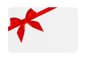 Blank Gift Card Template with Red Bow and Ribbon. Vector Illustration for Your Business