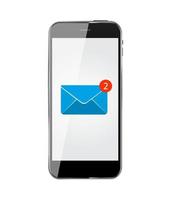 Realistic mobile phone with email icon. Vector Illustration