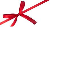 Decorative red bow with red ribbon isolated on white. 3D Realistic Vector Illustration