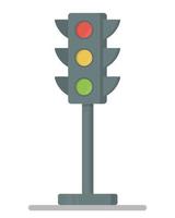 Traffic lights with all three colors on. Flat Design vector Illustration. Traffic Light element