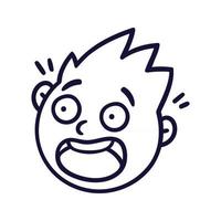 Round abstract face with frightened emotions. Scared emoji avatar. Portrait of a panicked man. Cartoon style. Flat design vector illustration.