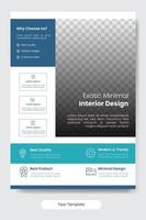 Home furniture and interior design flyer template vector