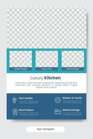 Luxury kitchen design flyer template vector