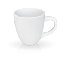 Realistic 3D model of cup white color. Vector Illustration.