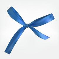 Design Product Blue Ribbon and Bow. 3D Realistic Vector Illustration
