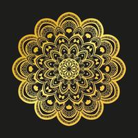 fondo floral negro y amarillo. Fondo de patrón floral negro y amarillo. ilustración floral dorada. diseño de mandala de flores doradas. diseño de tatuaje floral. patrón abstracto. diseño abstracto. vector