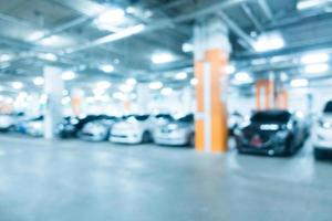 Abstract blur car parking in shopping mall photo