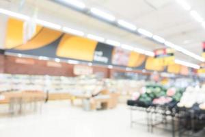 Desenfoque abstracto y bokeh interior de supermercado y tienda de descuento foto