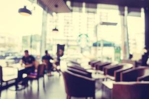 Abstract defocused with blur and bokeh in coffee shop photo