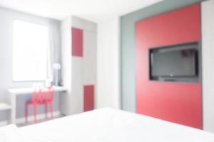 Abstract defocused with blur and bokeh in bedroom interior photo