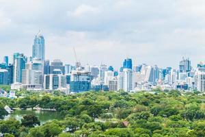 Beautiful office building tower and architecture in bangkok city photo