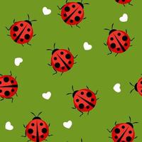 Cute Ladybug Seamless Pattern Background Vector Illustration