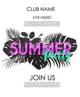 Summer party poster background. Vector Illustration