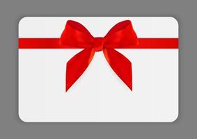 Blank Gift Card Template with Red Bow and Ribbon. Vector Illustration for Your Business