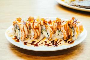 Salmon sushi roll photo