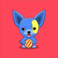 Cute chihuahua dog holding ball vector