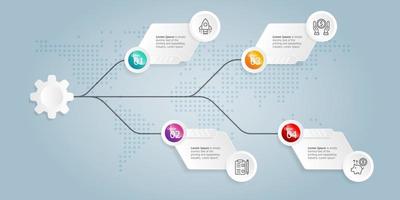 horizontal infographic presentation element template vector