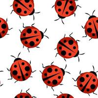 Cute Ladybug Seamless Pattern Background Vector Illustration