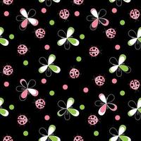 Cute Ladybug Seamless Pattern Background Vector Illustration