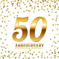 Celebrating 50 Anniversary emblem template design with gold numbers poster background. Vector Illustration