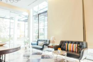 Abstract blur living area in hotel lobby interior photo