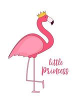 Cute Little Princess Abstract  Background with Pink Flamingo Vector Illustration