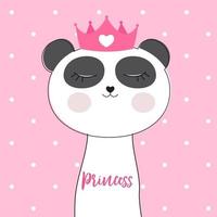 Little Cute Panda Princess Vector Illustration