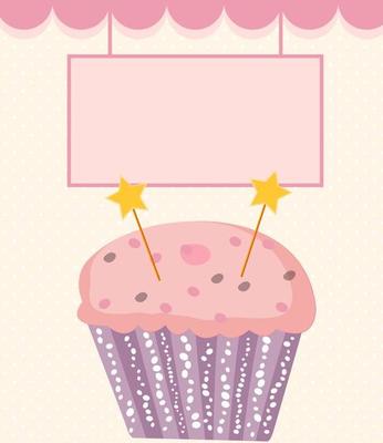 Happy Birthday Card Baner Background  with Cake. Vector Illustration