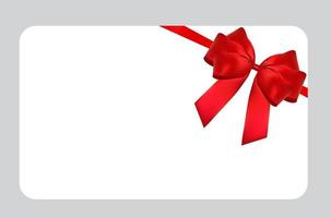 Blank Gift Card Template with Red Bow and Ribbon. Vector Illustration for Your Business