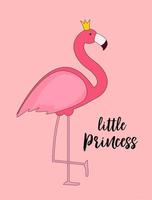 Cute Little Princess Abstract  Background with Pink Flamingo Vector Illustration