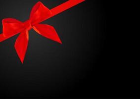 Decorative red bow with red ribbon on Black Background. 3D Realistic Vector Illustration